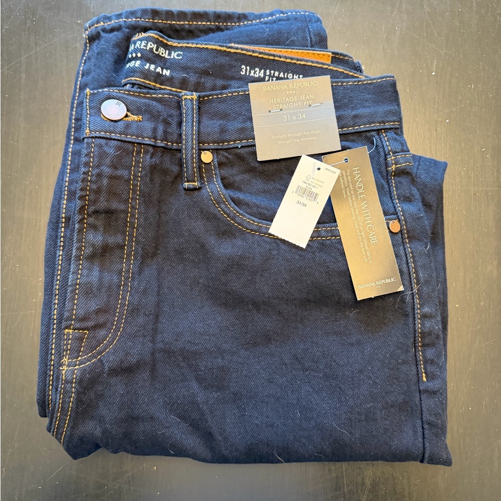 Banana Republic Heritage Men's Dark Blue Straight Fit Jeans NWT
